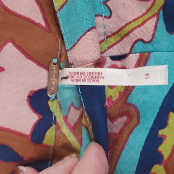 Free People Down & Out Floral Printed Flared Cotton Trousers Size 14 - Picture 8 of 15